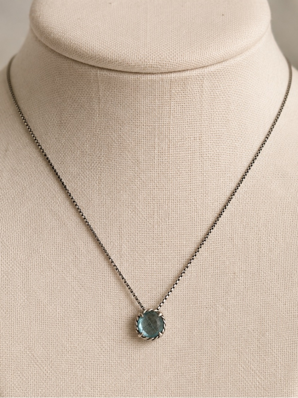 David Yurman Petit Chatelaine Blue Topaz Sterling Silver Pendant Necklace